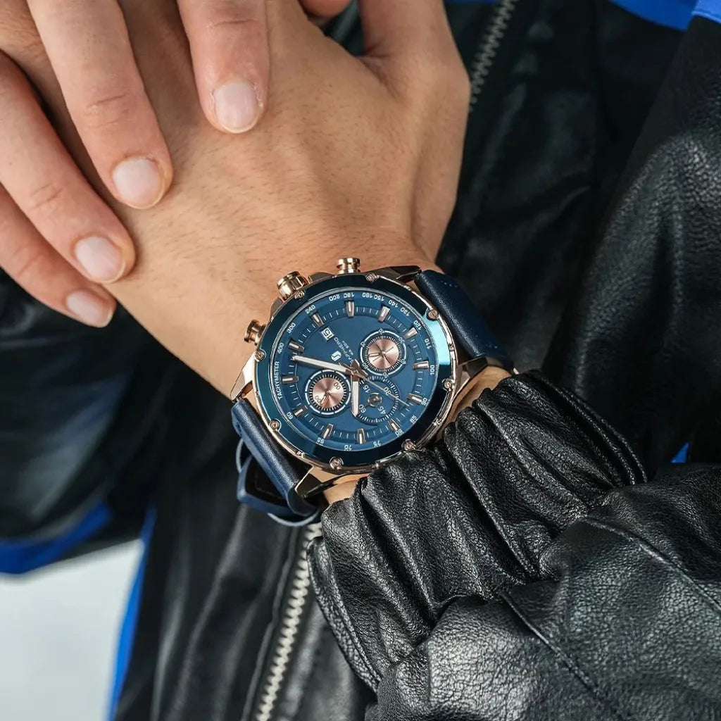 Relógio-Masculino-Sapphero-Atlas-Blue-Gold-No-Pulso