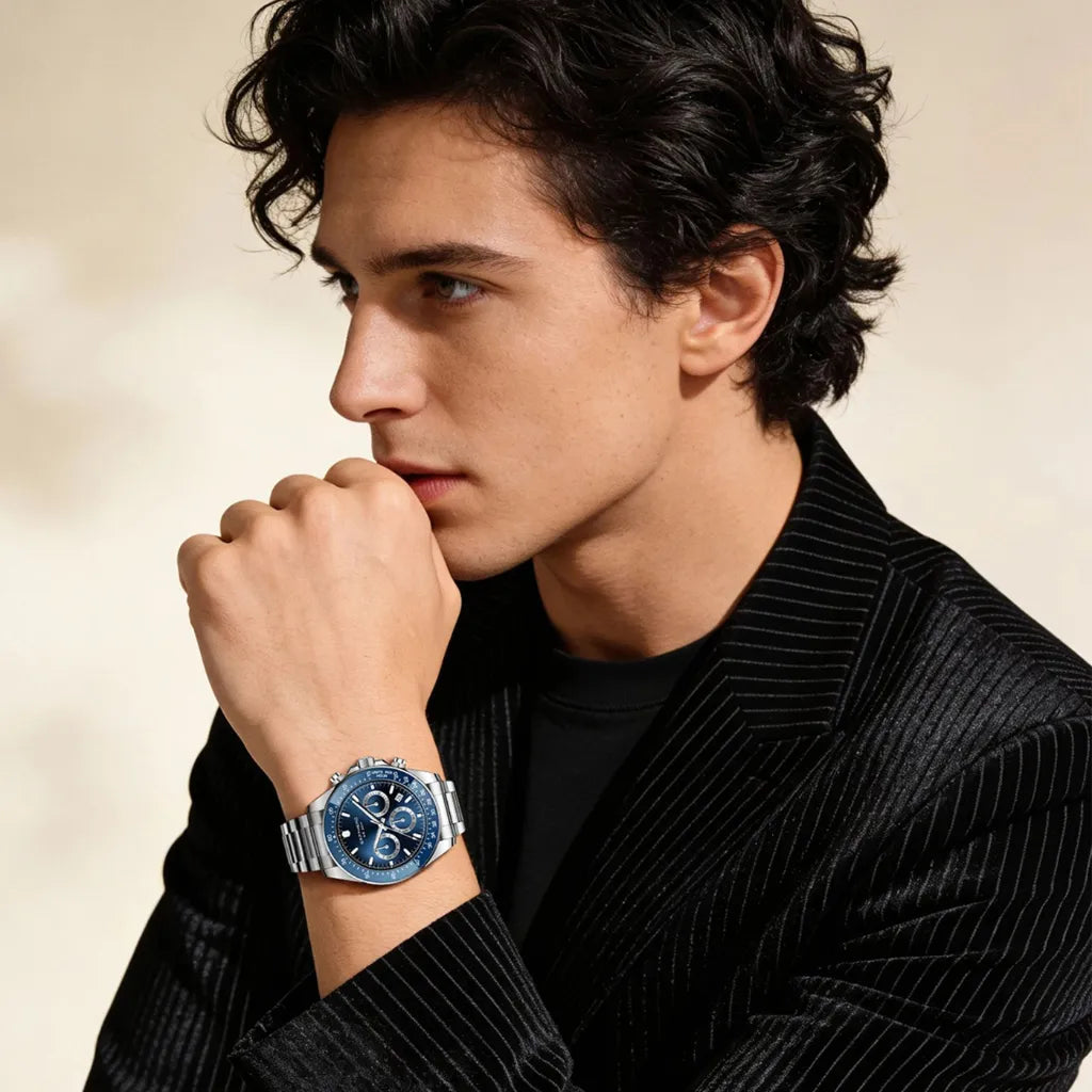 Relógio-Masculino-Sapphero-Imperium-Silver-Blue-no-pulso-de-um-modelo