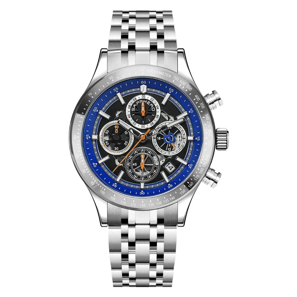 Relógios-Masculino-Sapphero-Magnus-Silver-Blue-de-frente
