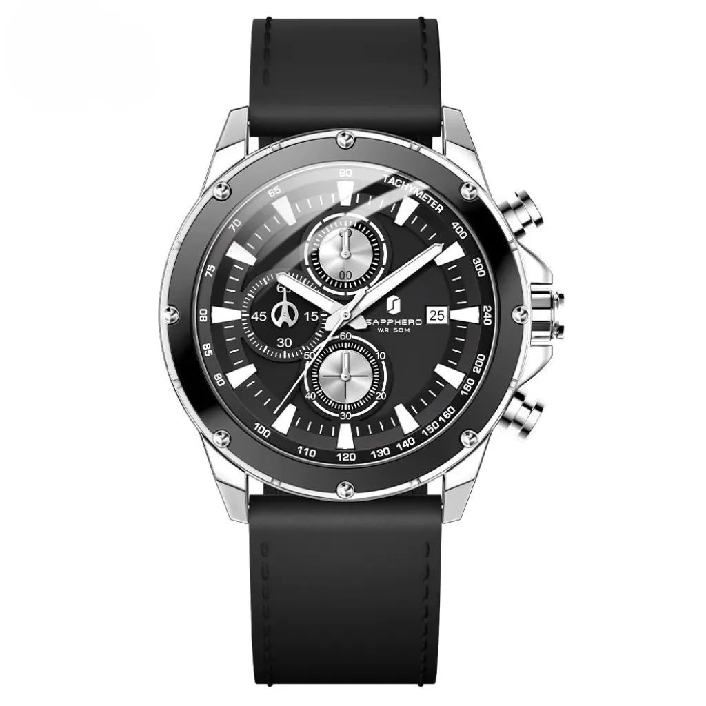 Relogio-Masculino-Sapphero-Atlas-Silver-Black-de-frente
