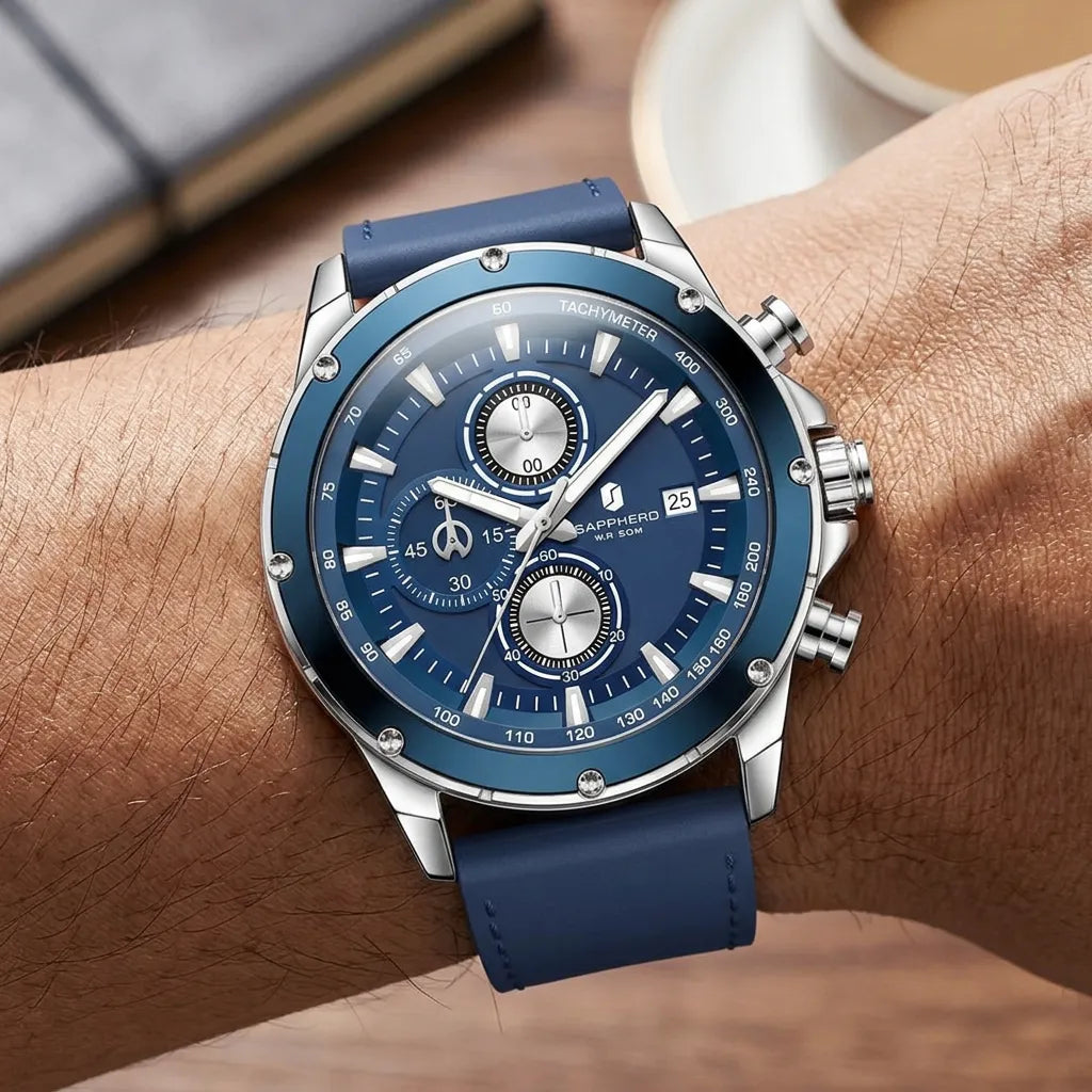 Relógios-Masculino-Sapphero-Atlas-Silver-Blue-no-pulso-de-um-homem