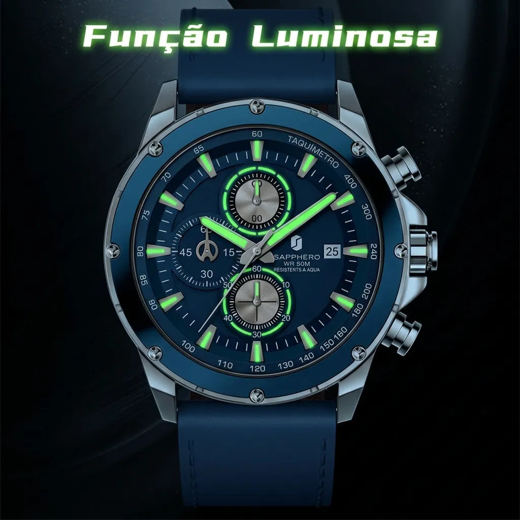 Relógios-Masculino-Sapphero-Atlas-Silver-Blue-Função-Lumininosa-com-ponteiros-Neos
