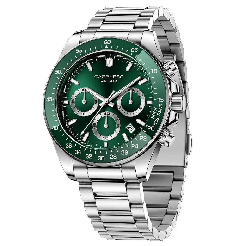 Relógio-Masculino-Sapphero-Imperium-Silver-Green-de-frente