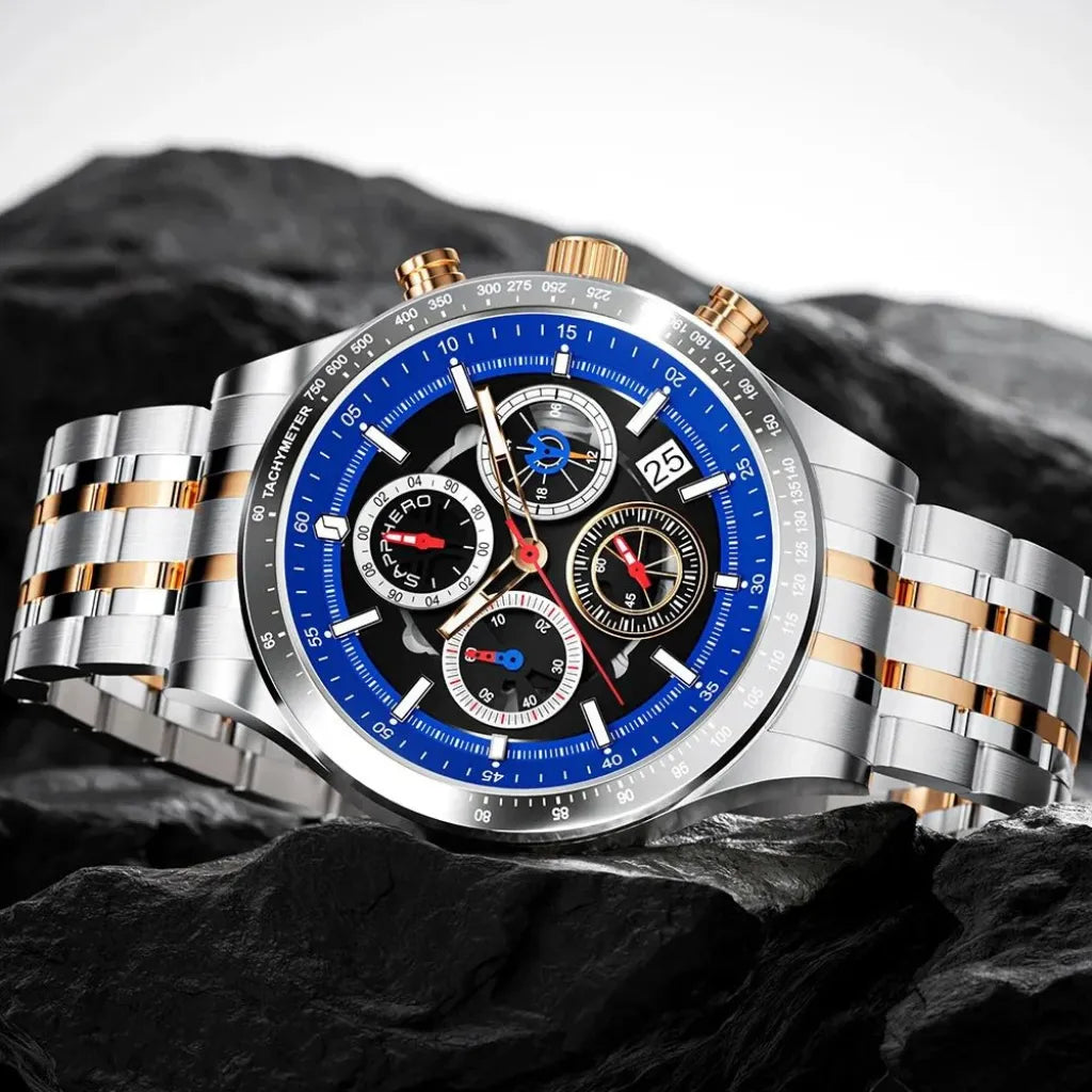 Relógios-Masculino-Sapphero-Magnus-Silver-Copper-em-cima-de-uma-pedra